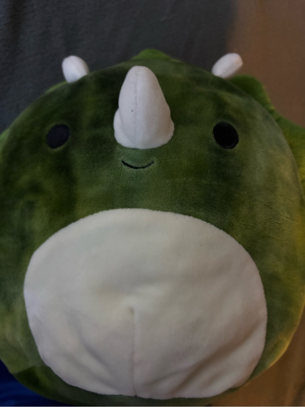 Green Plush Triceratops Small Pet Toy - Soft Green and White